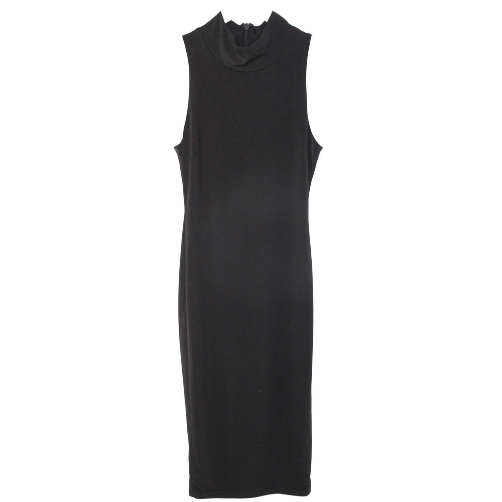 Lulus Mock Neck Sleeveless Midi Dress DMD1846 Size M Black